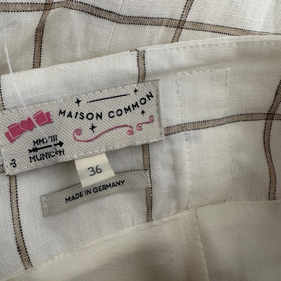 $895 Maison Common Ivory Check Linen Belted Skirt Size 36/US 4 - Picture 8 of 8
